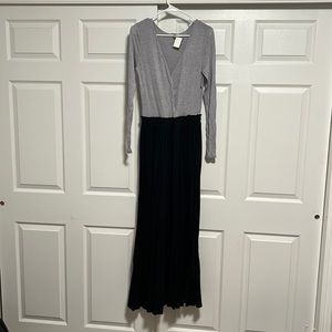 Anthropologie Long Gray and Black Dress